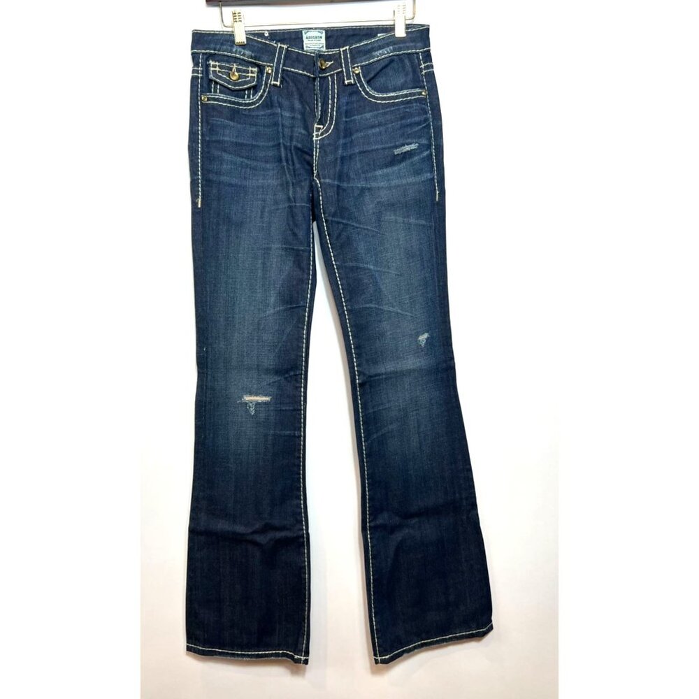 Anoname Joelle Boot Denim Jeans Dark Wash With Jeweled Button Accents Size 27